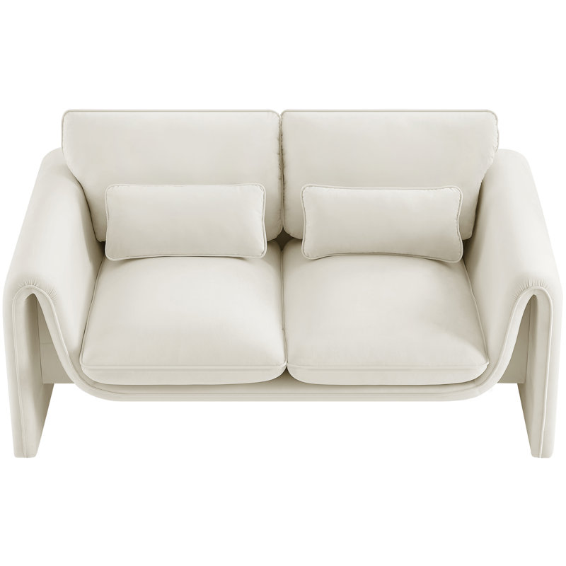 Causeuse en velours Sloan, Velours crème