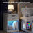 Modern Gray Nightstands with Multi-color RGB LED Lights & Charging Station, 2 Drawers & Open Shelf in Minimalist Style-1441720300