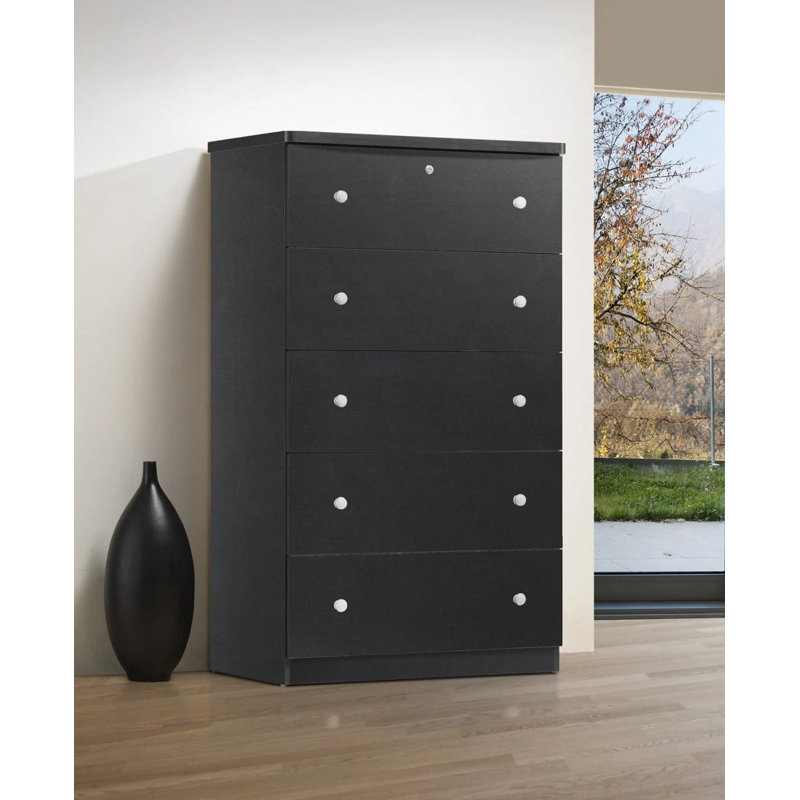 Commode 5 tiroirs Conroy, Noir