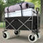 Beach Wagon with Big Wheels for Sand 500lbs capacity - All Terrain Steel Frame Utility Cart with 9" Pneumatic Tires, Collapsible Folding Design ,strap with multiuse bag ,black-110289760