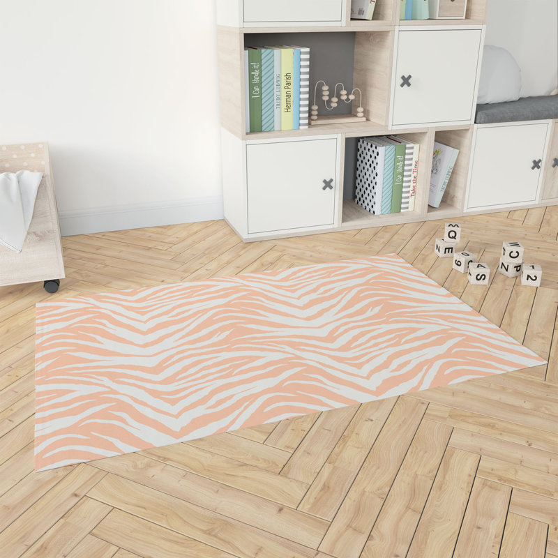 Zebra Patch Kids Play Mat, Rectangle 3' x 5', Peach/Orange