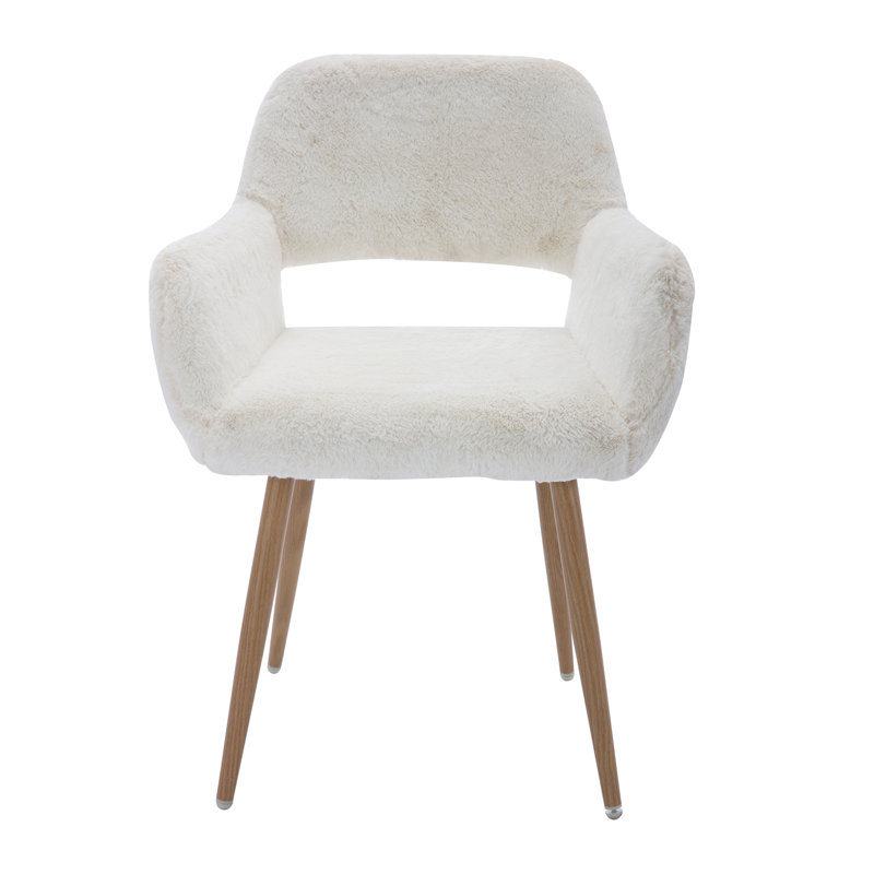 Fauteuil de 16,1 po de large Isabeau, Fausse fourrure blanche