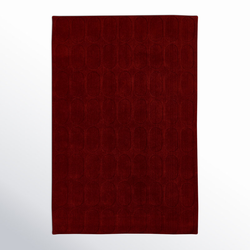  Contour Hand Loomed Wool Geometric Burgundy Area Rug, Runner 2'3" x 8'