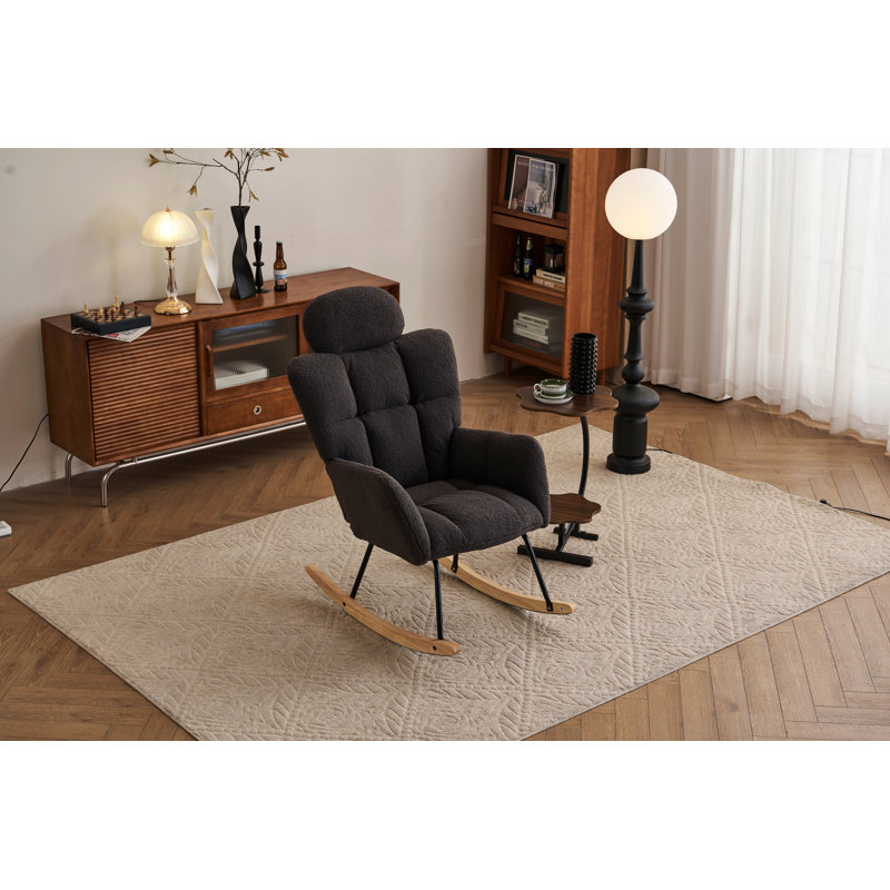 Chaise rembourrée avec fauteuil à bascule rembourré Teddy, Gris