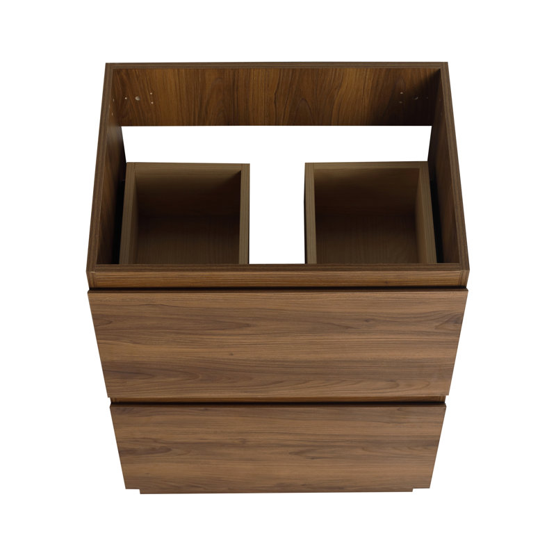 Meuble-lavabo autoportant 24 po avec tiroir double, bois d'ingénierie, brun