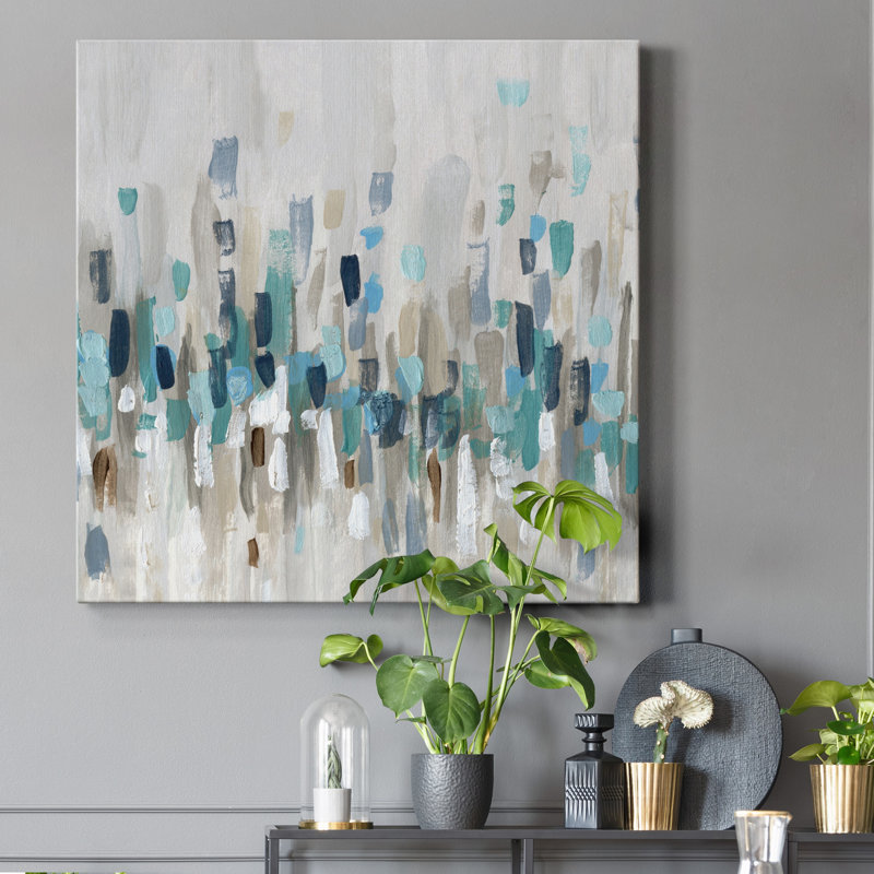Staccato Blue I - Wrapped Canvas Print, 24" H x 24" W x 1" D