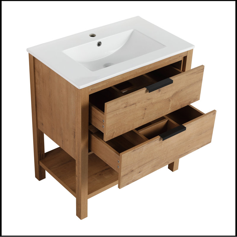 Meuble-lavabo simple avec plateau Liyam 30,00, Blanc