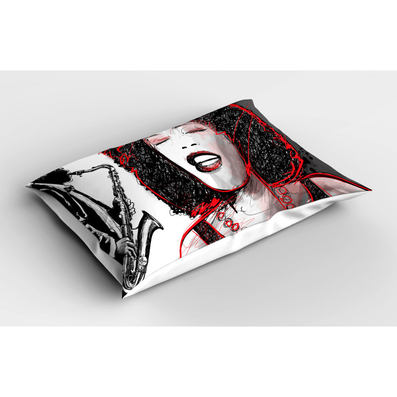 Black/Red Polyester Microfiber Piece Sham , Twin