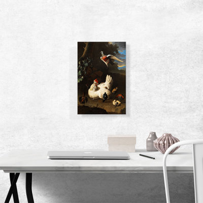 «White Hen and Chicks» par Melchior d-Hondecoeter, reproduction d'art sur toile tendue
