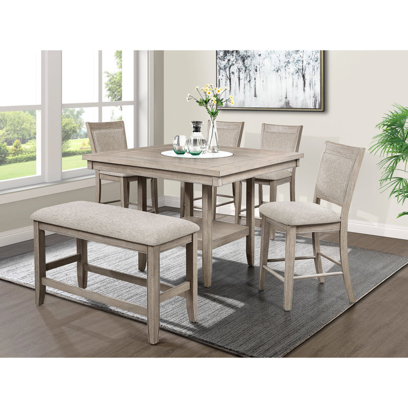 Banc à hauteur de comptoir de style campagnard avec siège et repose-pieds rembourrés, parfait pour les salles à manger et les cuisines