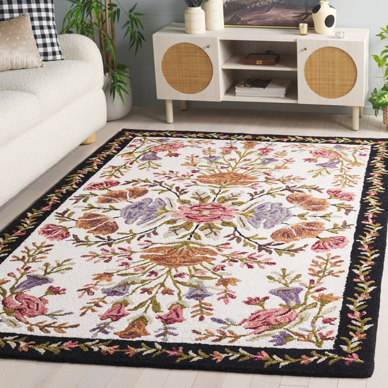 Jardin Hand Tufted Wool;Cotton Floral Indoor Rug, Rectangle 5' x 8'