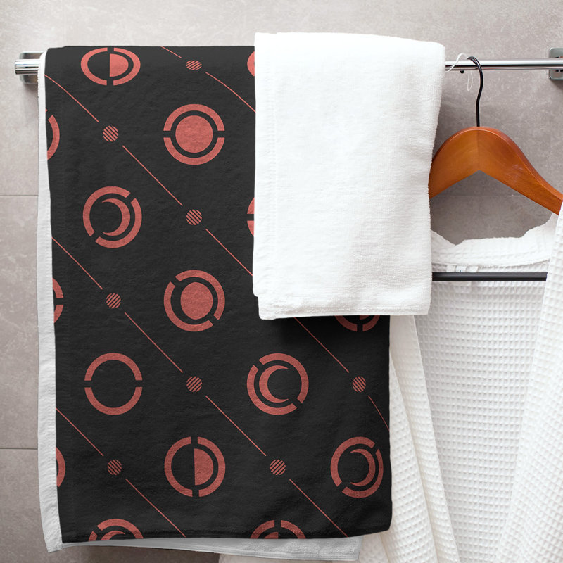 Serviette de bain Classic, Noir / rouge foncé