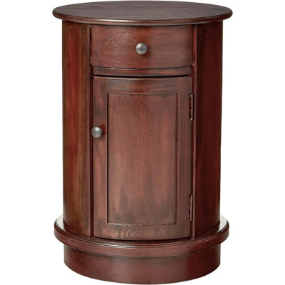 Shalondra Traditional Round Side Storage End Table, Vintage Cherry by Red Barrel Studio