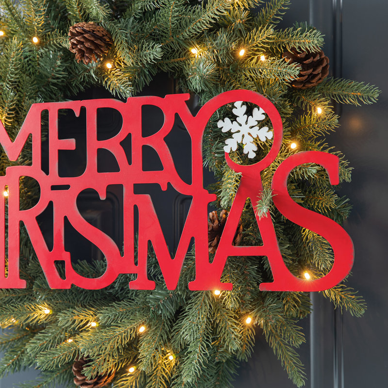 Red Iron Merry Christmas Outdoor Wall Sign