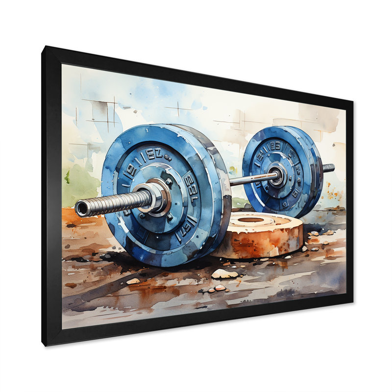 Haltérophile II - Décoration murale haltérophile, Cadre simple noir, H 30 po x l 40 po x P 1,5 po