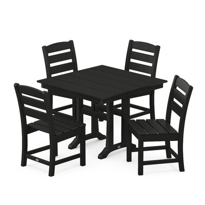 Lakeside 5-Piece Farmhouse Trestle Side Chair Dining Set -  POLYWOOD®, PWS637-1-BL