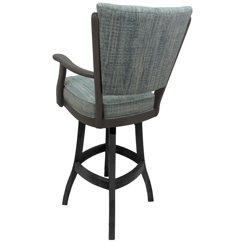 Très grand tabouret pivotant en bois Irminger, Blue/Dark Gray Frame, Tabouret de bar (siège d'une hauteur de 30 po)