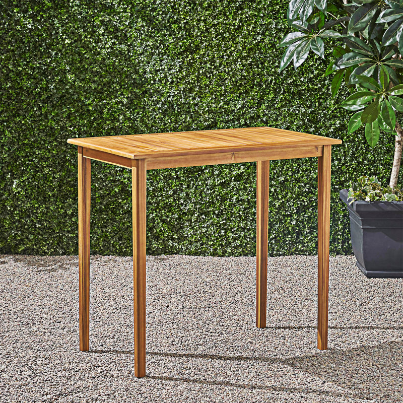 Table de bar d'extérieur rectangulaire en bois, Teck, 40.02" H x 44.02" W x 25.02" D