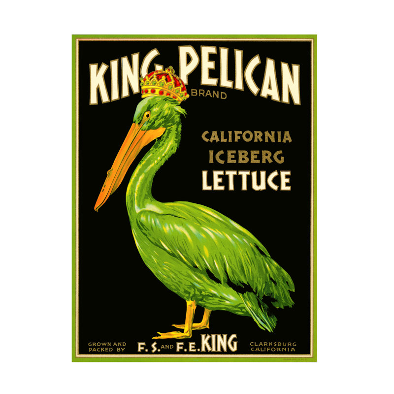 «King Pelican Brand Lettuce On Canvas» par Print Collection, reproduction, H 19 po x l 14 po x P 2 po