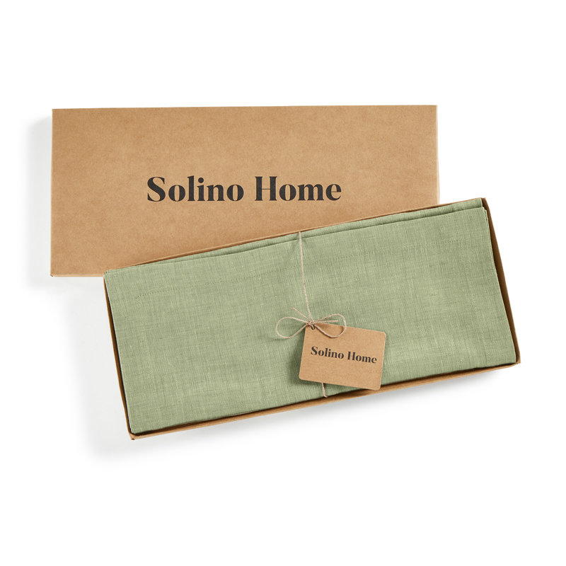 100% Pure Linen Table Runner - Athena, 120" x 14", Chambray Olive