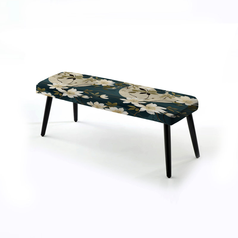 Banc noir rembourré blanc et vert