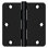 Deltana S35R4BK1B 3-1 / 2 po de hauteur x 1/4 po de rayon avec charnière de porte à mortaiser à angle droit noir paire de rayons