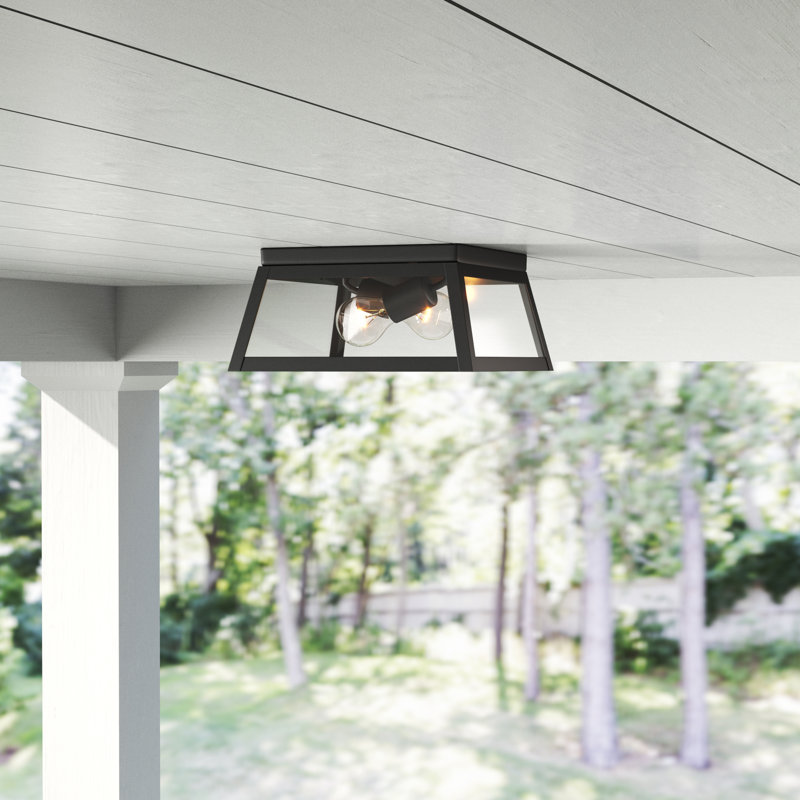 Black Glass 2-Light Outdoor Flush Mount