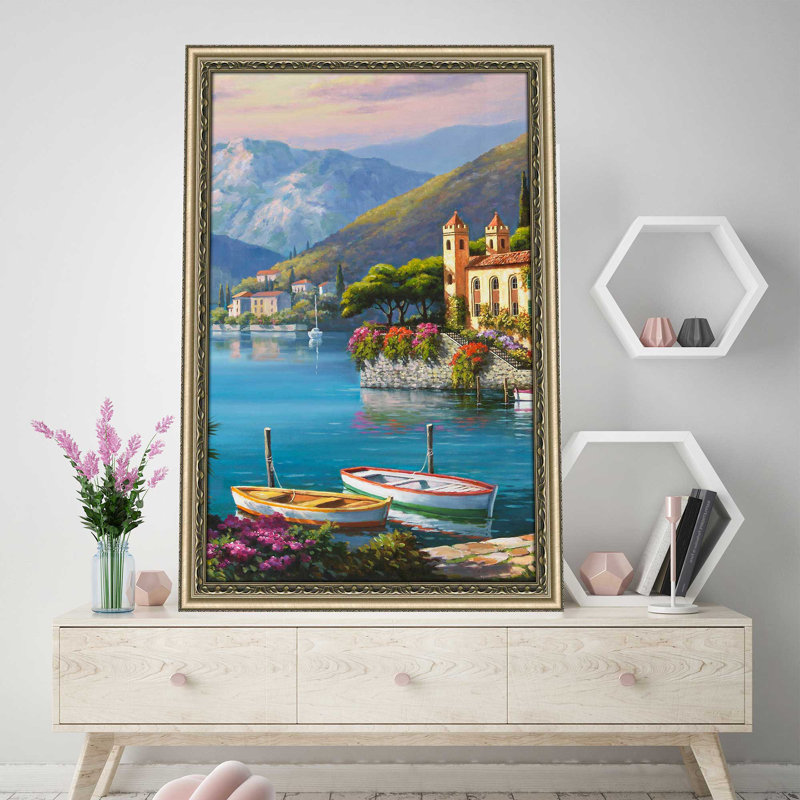 Villa Bella Vista I par - Peinture, Encadrement champagne, H 49,5 po x l 33,5 po x P 1 po