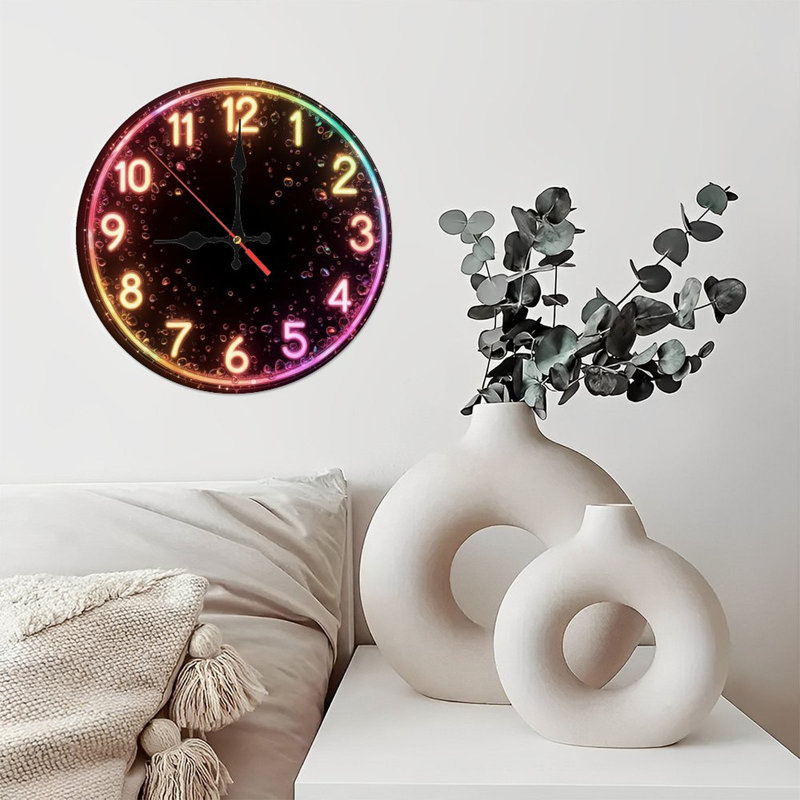 Horloge arc-en-ciel néon avec bulles