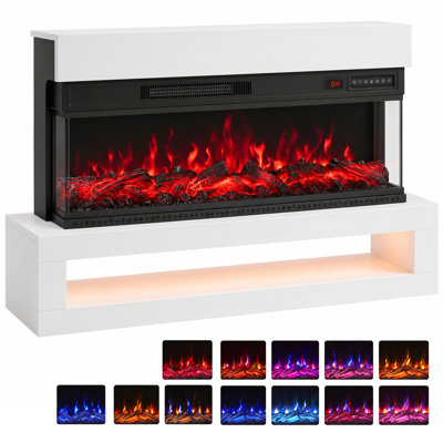 110cm 3-Sided Electric Fireplace Freestanding and Wall Mounted