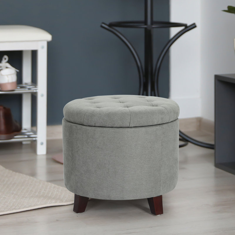 Vella Upholstered Ottoman, Dark Gray Linen