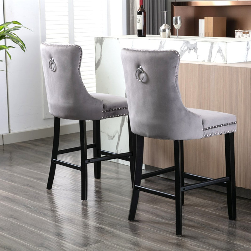Upholstered Counter Stool, Grey