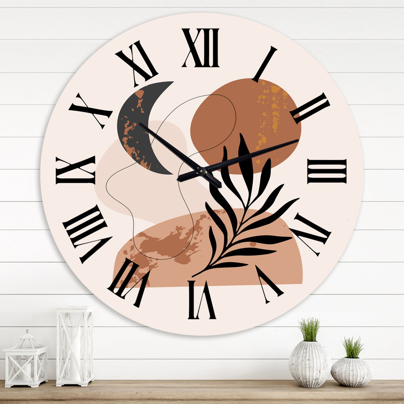 Lune et soleil en forme de terre cuite rétro I - horloge murale moderne, Grand