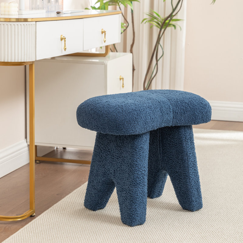 Fauteuil de maquillage en fausse fourrure, Marine