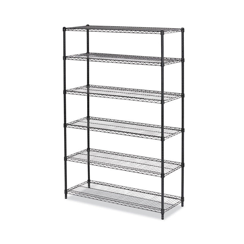 48'' Black Anthracite Steel 6-Shelf Wire Shelving Unit