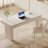 White rectangular Sintered Stone Desk,2-drawer-933741213