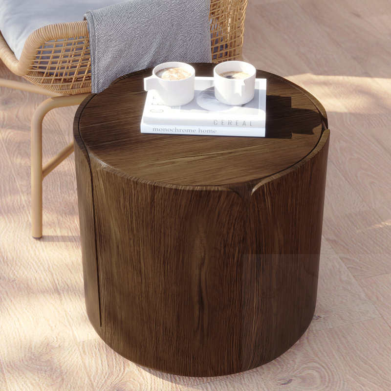Table ronde ronde en bois, Brun