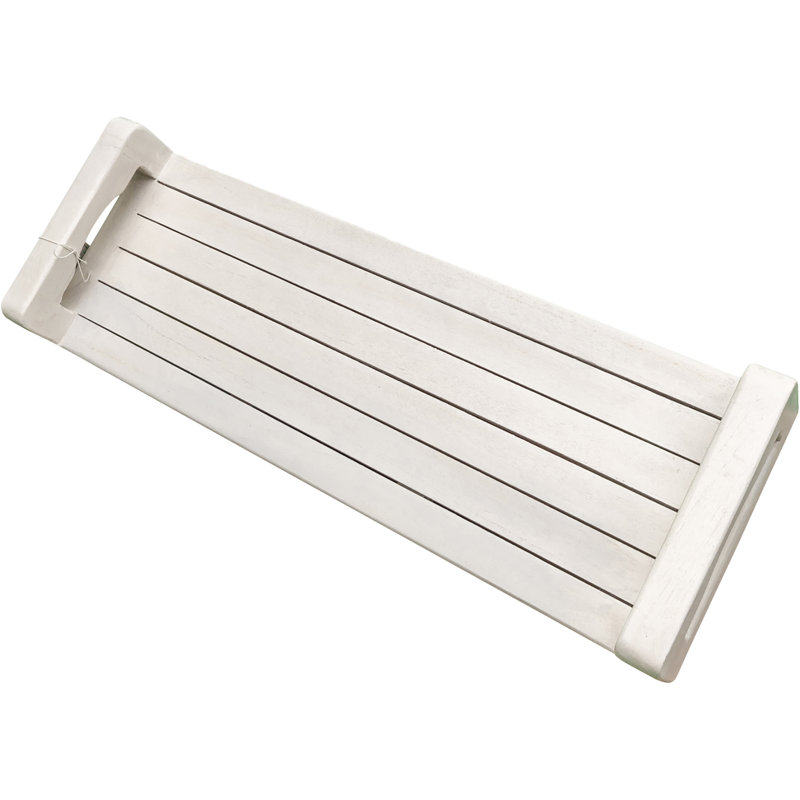 Eleganto 29" White Driftwood Teak Bath Tray with LiftAide Arms
