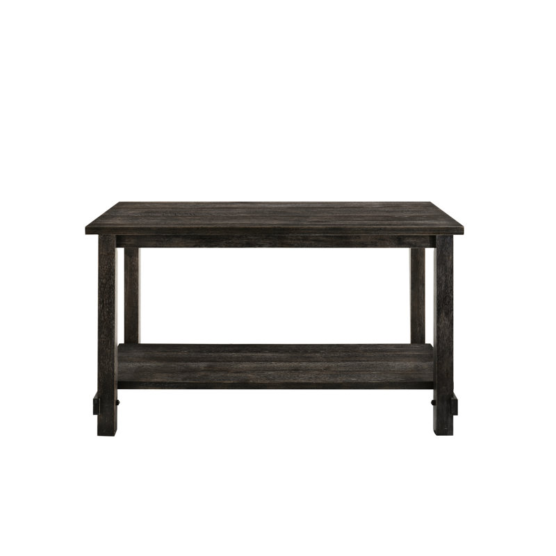Table à hauteur de comptoir de style Ii - gris, pieds droits carrés, tablette inférieure pour un rangement supplémentaire de couleur grise patinée, rangement