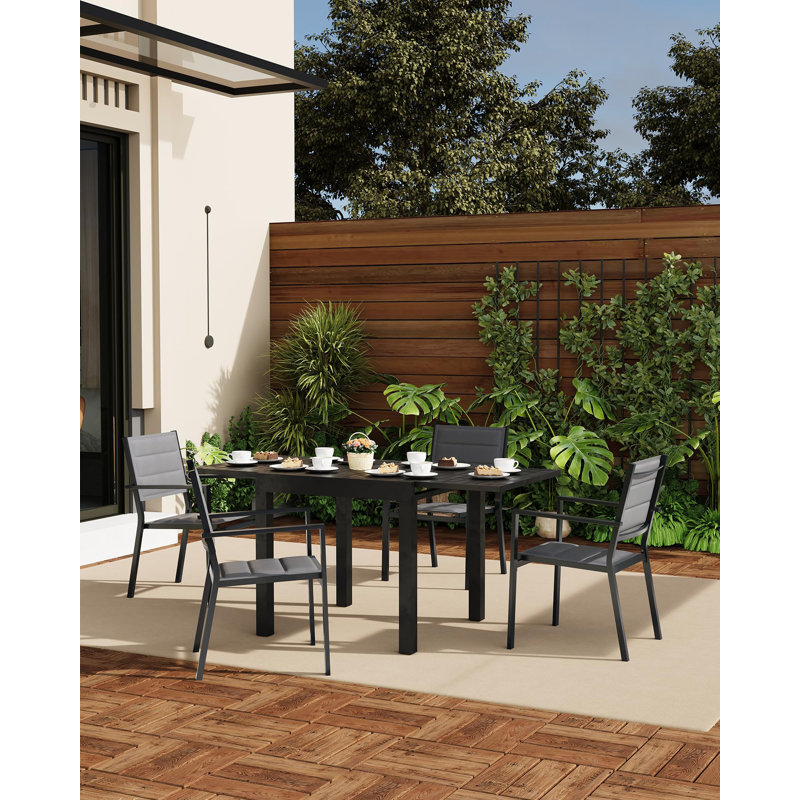 Patio Dining Chairs Set of 2, Aluminium Outdoor Dining Chair with Armrest & Wider Seat, All-Weather Stackable Patio Chairs for Balcony, Garden, Backyard