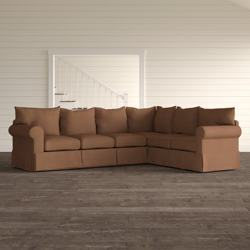 Amari L-Shaped Slipcovered Sectional, Right Hand Facing, Drusky Charcoal Sustain® Basketweave