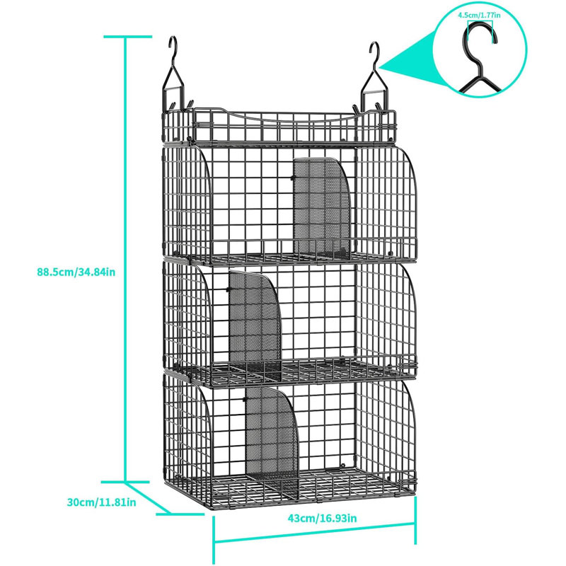 Organisateur de garde-robe pliable en métal à 4 niveaux avec séparateurs réglables pour vêtements et accessoires