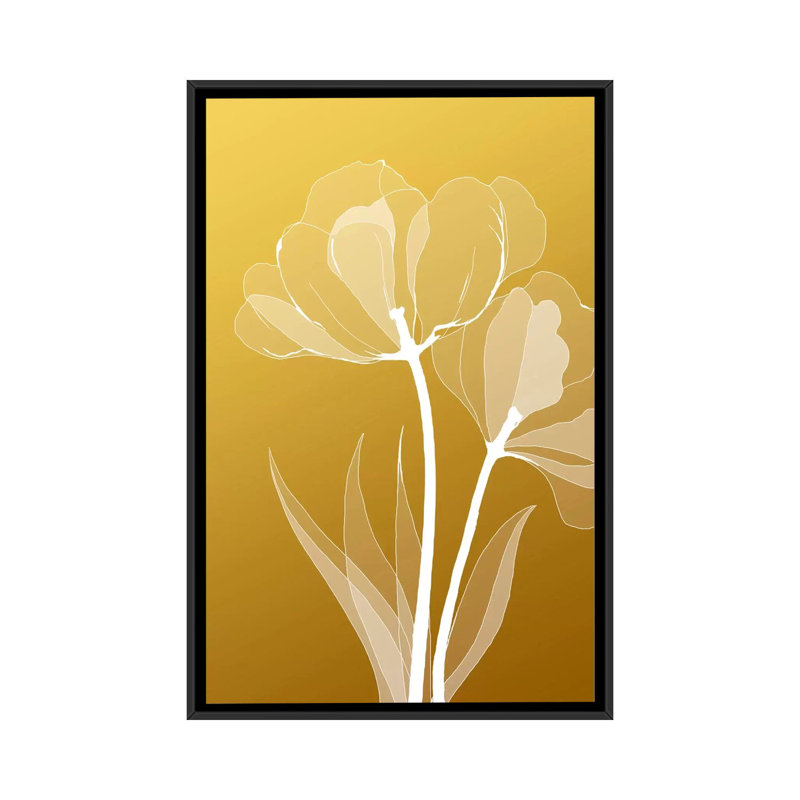 « floral vi », impression sur toile, H 26 po x l 18 po x P 1,5 po, Toile avec cadre noir, Pas de tapis