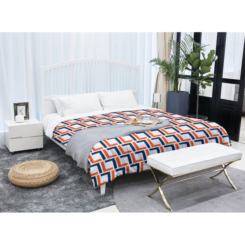 Édredon simple Football Luxury, Blanc / orange / bleu, Édredon grand