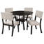 5-Piece Kitchen Dining Table Set Round Table With Bottom Shelf, 4 Upholstered Chairs For Dining Room