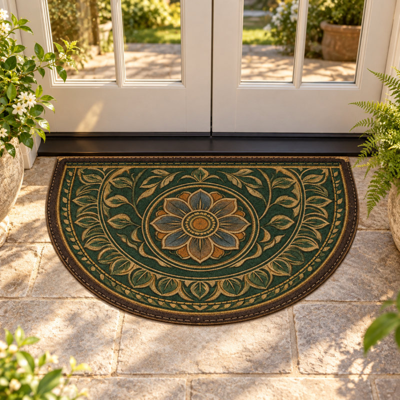 Tapis d'entrée extérieur demi-cercle, antidérapant