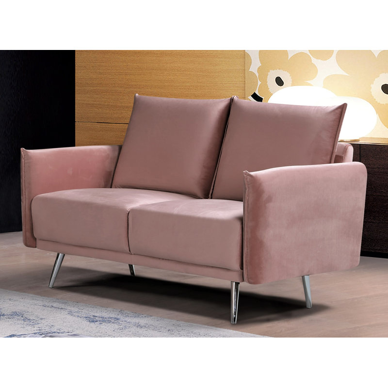 Causeuse en velours 50,8 po Kinlyn, Velours rose