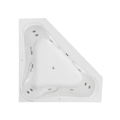 72" L x 72" W Corner Whirlpool Acrylic Bathtub with Center Drain in White