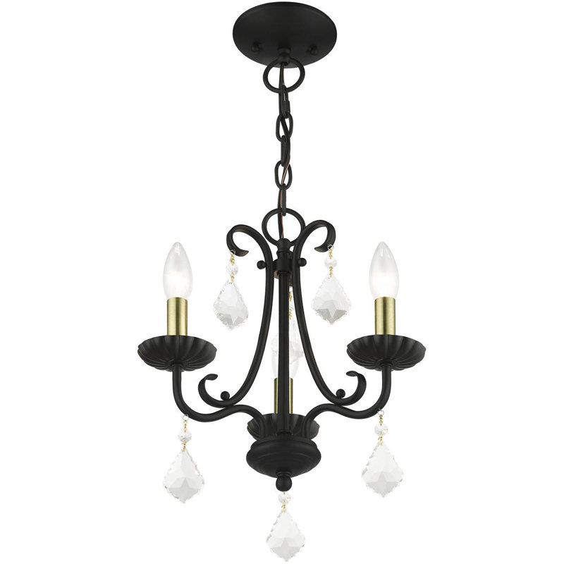Lustre classique / traditionnel à 5 lumières de style bougie Geovonie, Noir / accents de finition laiton antique, 3