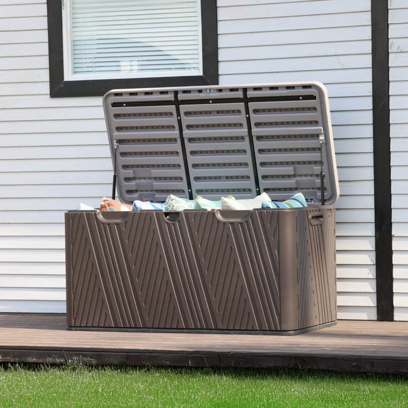 Boîte de rangement verrouillable en plastique 85 gallons Aoodor, Brun